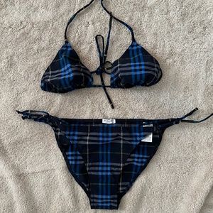 Burberry Navy Blue/Blue/Gold Bikini - Size M